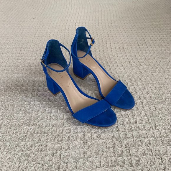 Electric Blue Aldo Villarosa Block Heeled Sandals - Picture 1 of 9